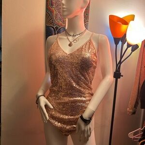 SHEIN rose gold sequins bathing suit size 1xl